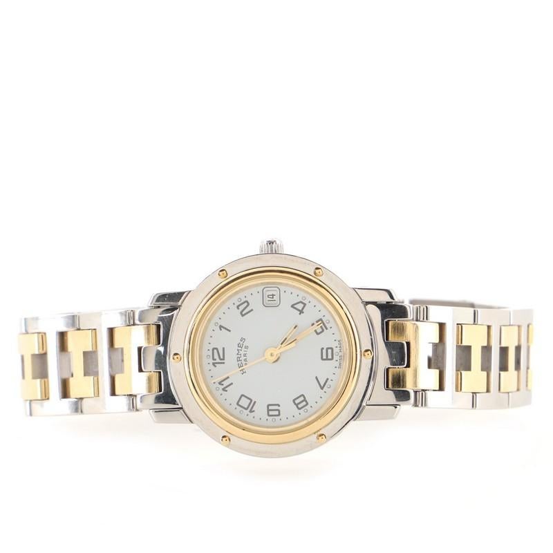 Hermes Clipper Quartz Watch Stainless Steel and Plated Metal 24 In Good Condition In New York, NY