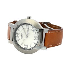 Hermès Clipper Stainless Steel Watch with Barenia Leather Strap – Roman Dial
