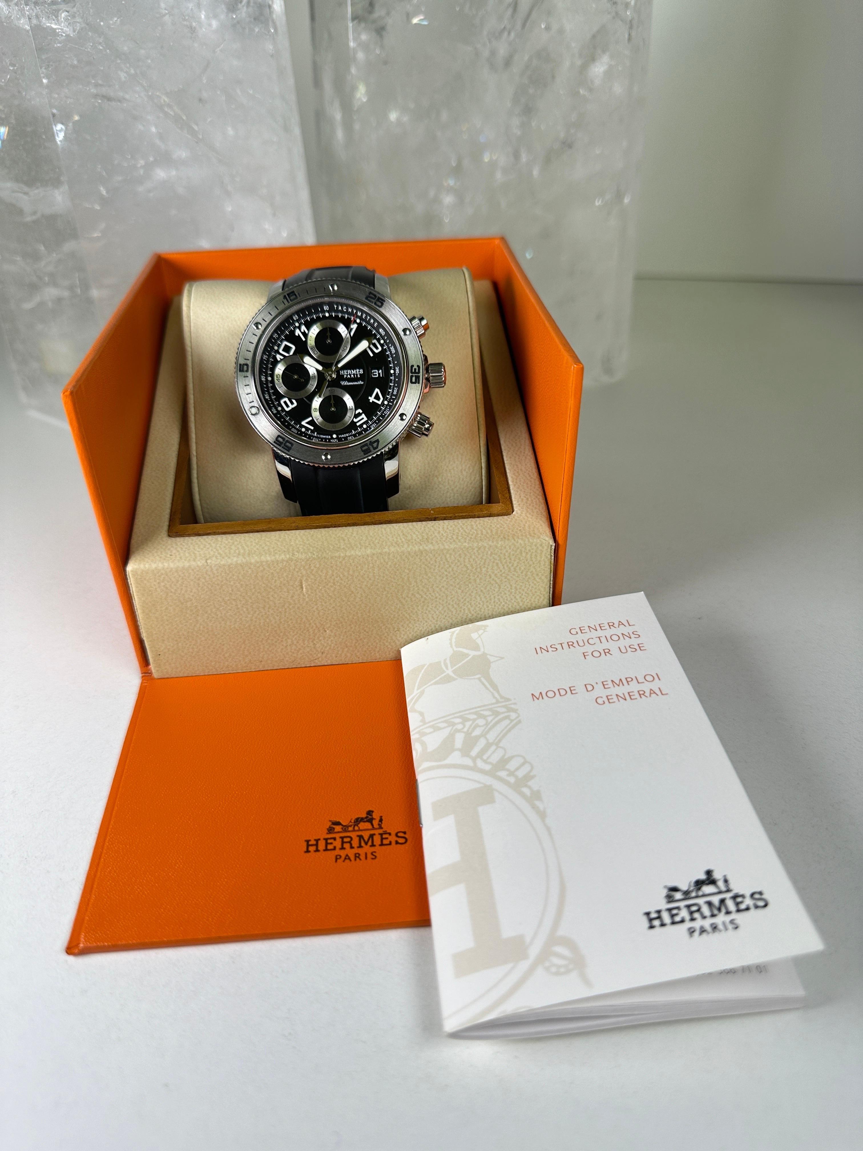 Montre chronographe Clipper Valjoux Diver d'Hermès en vente 7