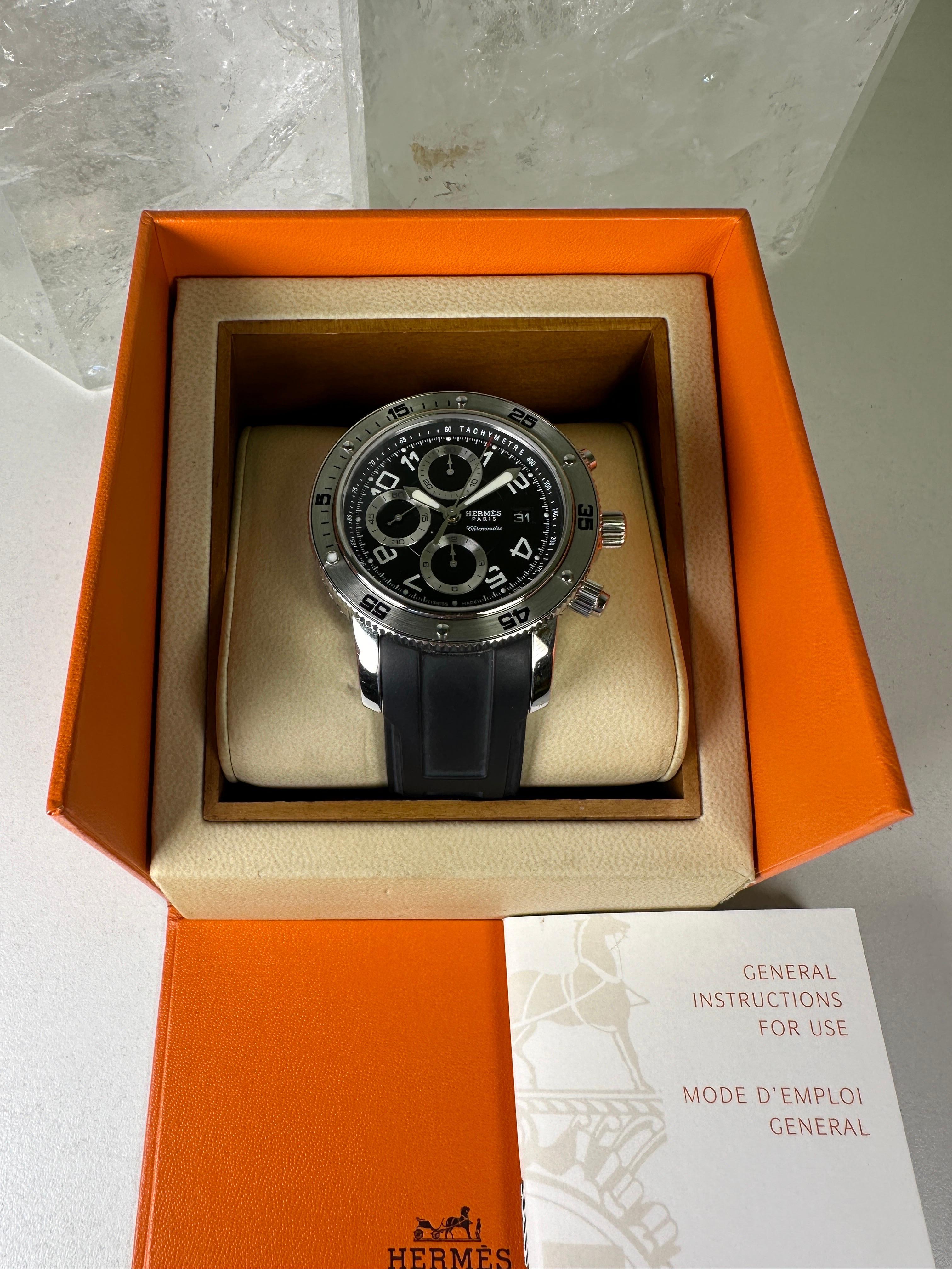 Montre chronographe Clipper Valjoux Diver d'Hermès en vente 8