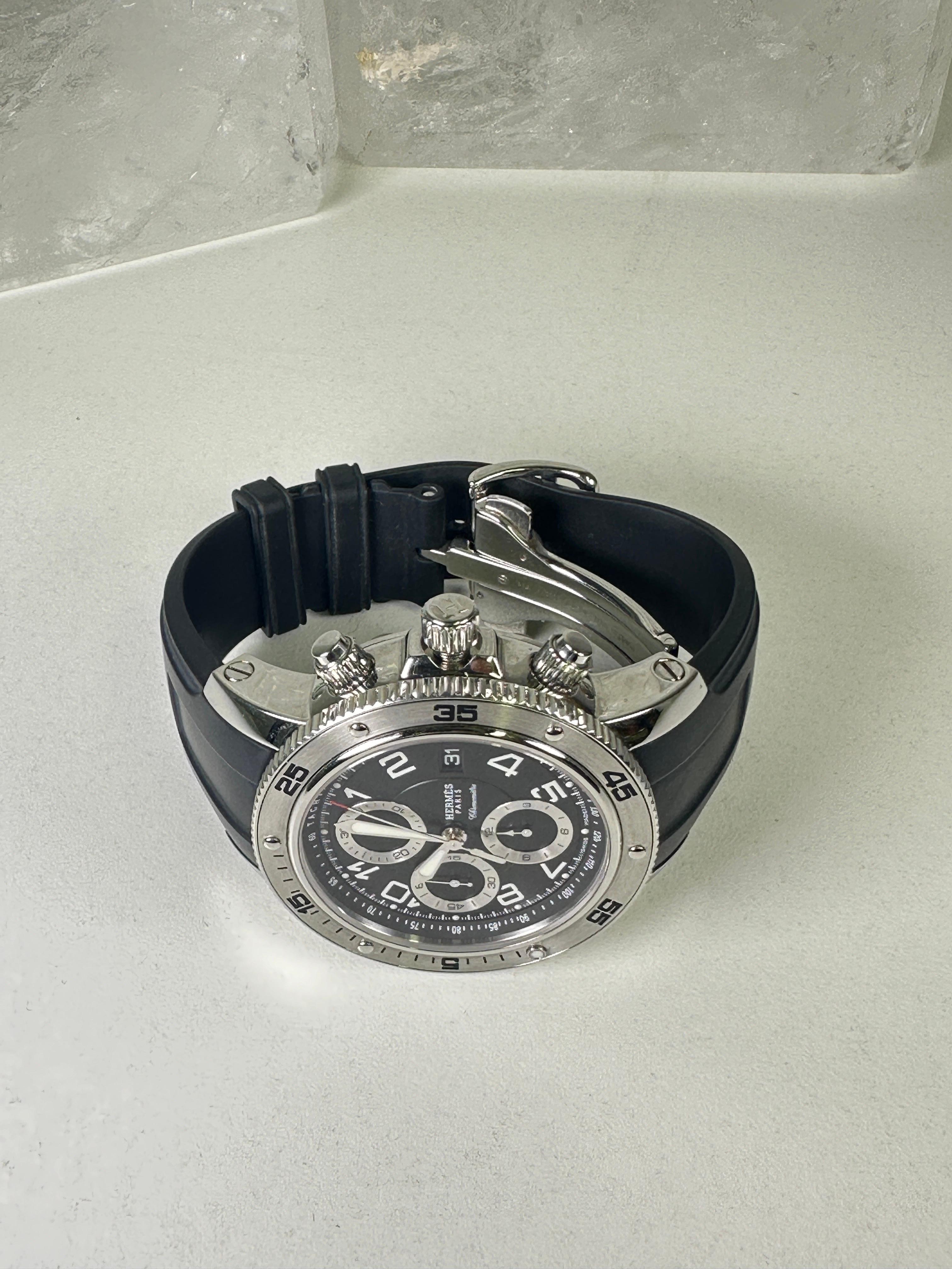 Montre chronographe Clipper Valjoux Diver d'Hermès Bon état - En vente à North Hollywood, CA