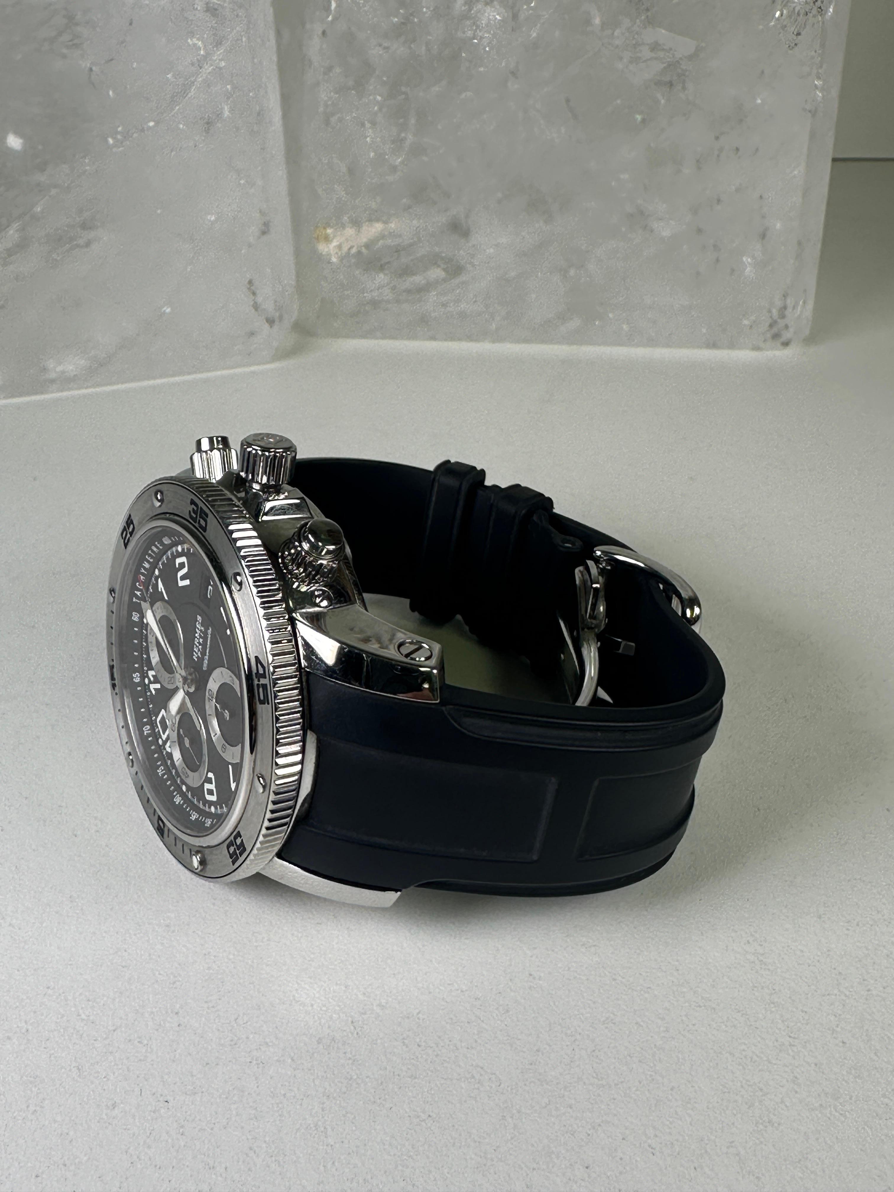 Acier inoxydable Montre chronographe Clipper Valjoux Diver d'Hermès en vente