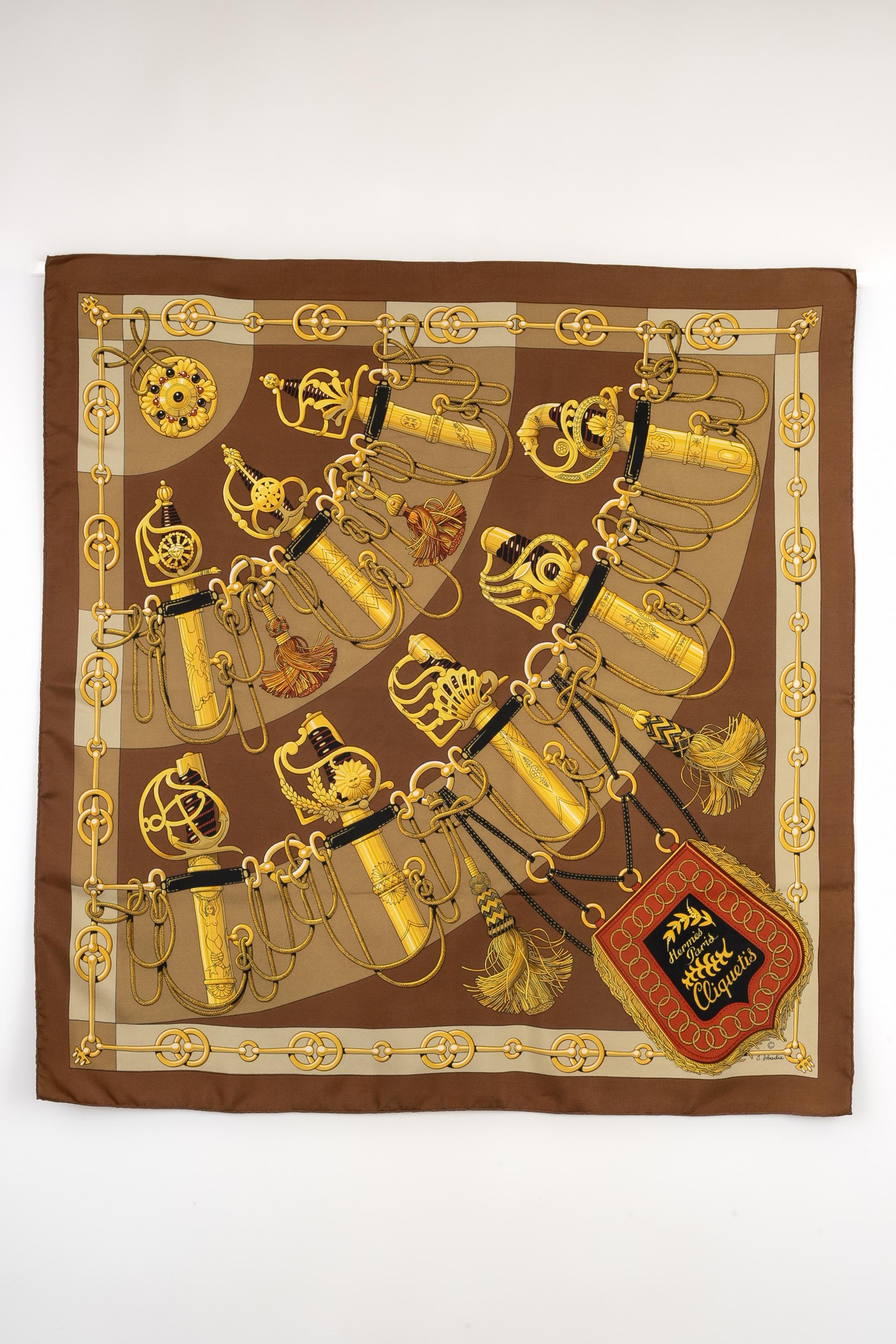 Hermès 'cliquetis' foulard / squared scarf In Excellent Condition In SAINT-OUEN-SUR-SEINE, FR