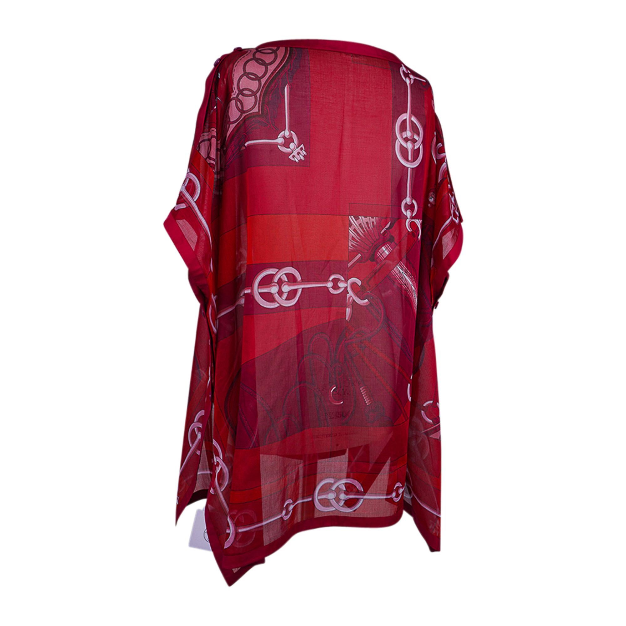 Hermes Cliquetis Printed Beach Tunic Cherry Pink One Size For Sale 4