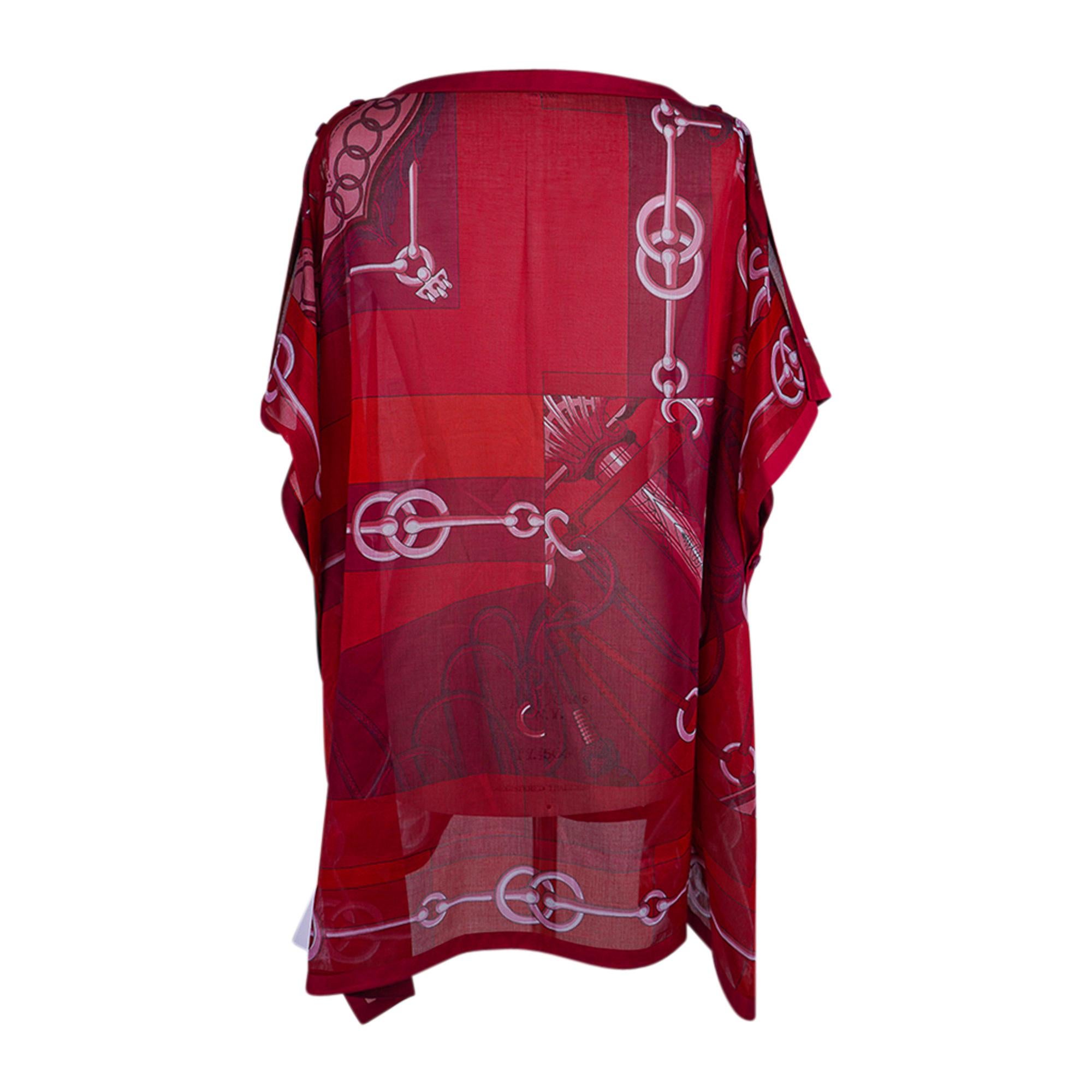 Hermes Cliquetis Printed Beach Tunic Cherry Pink One Size For Sale 5