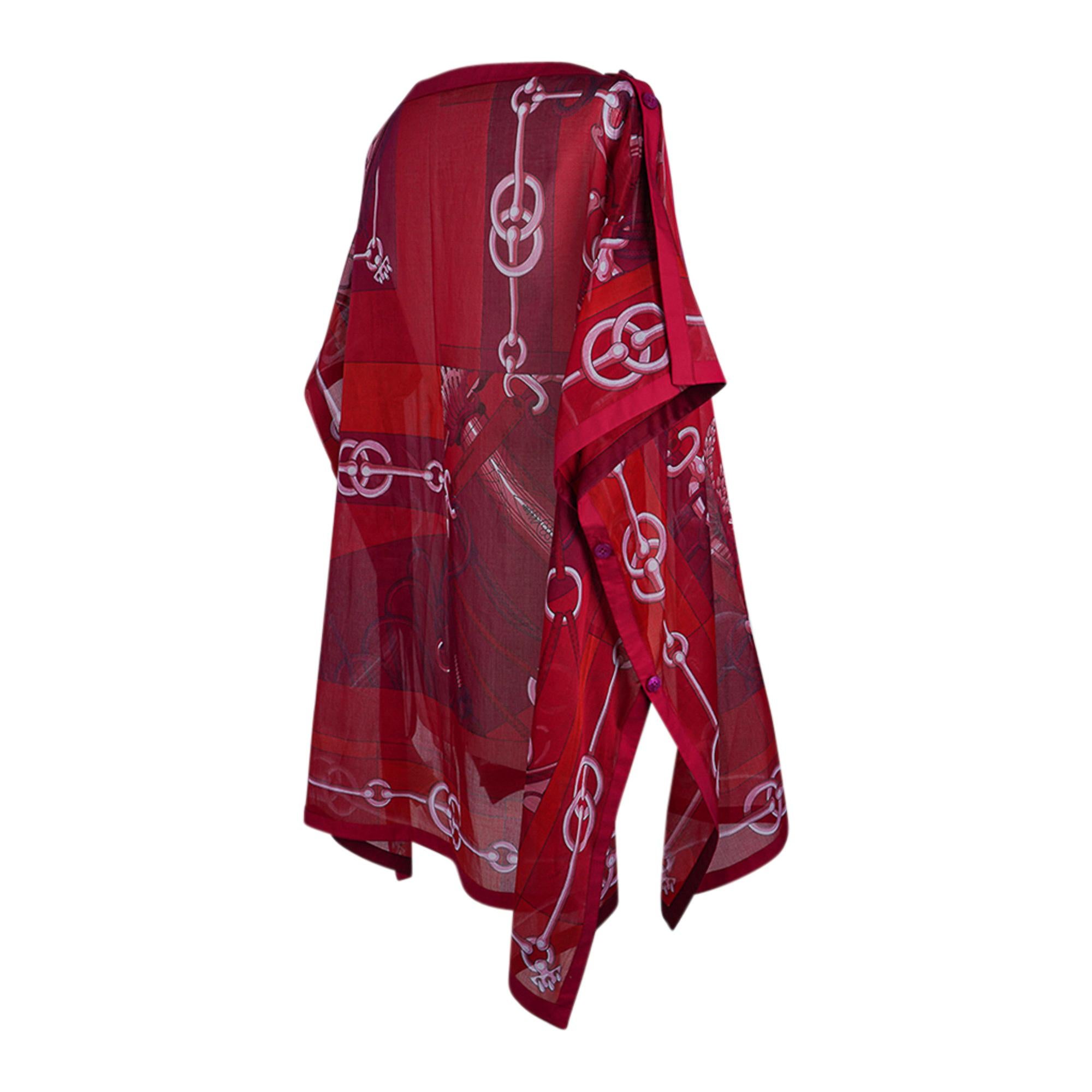 Hermès - Tunique de plage Cliquetis imprimée rose cerise, taille unique en vente 7