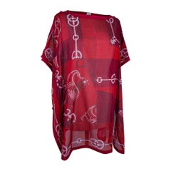 Hermes Cliquetis Printed Beach Tunic Cherry Pink One Size