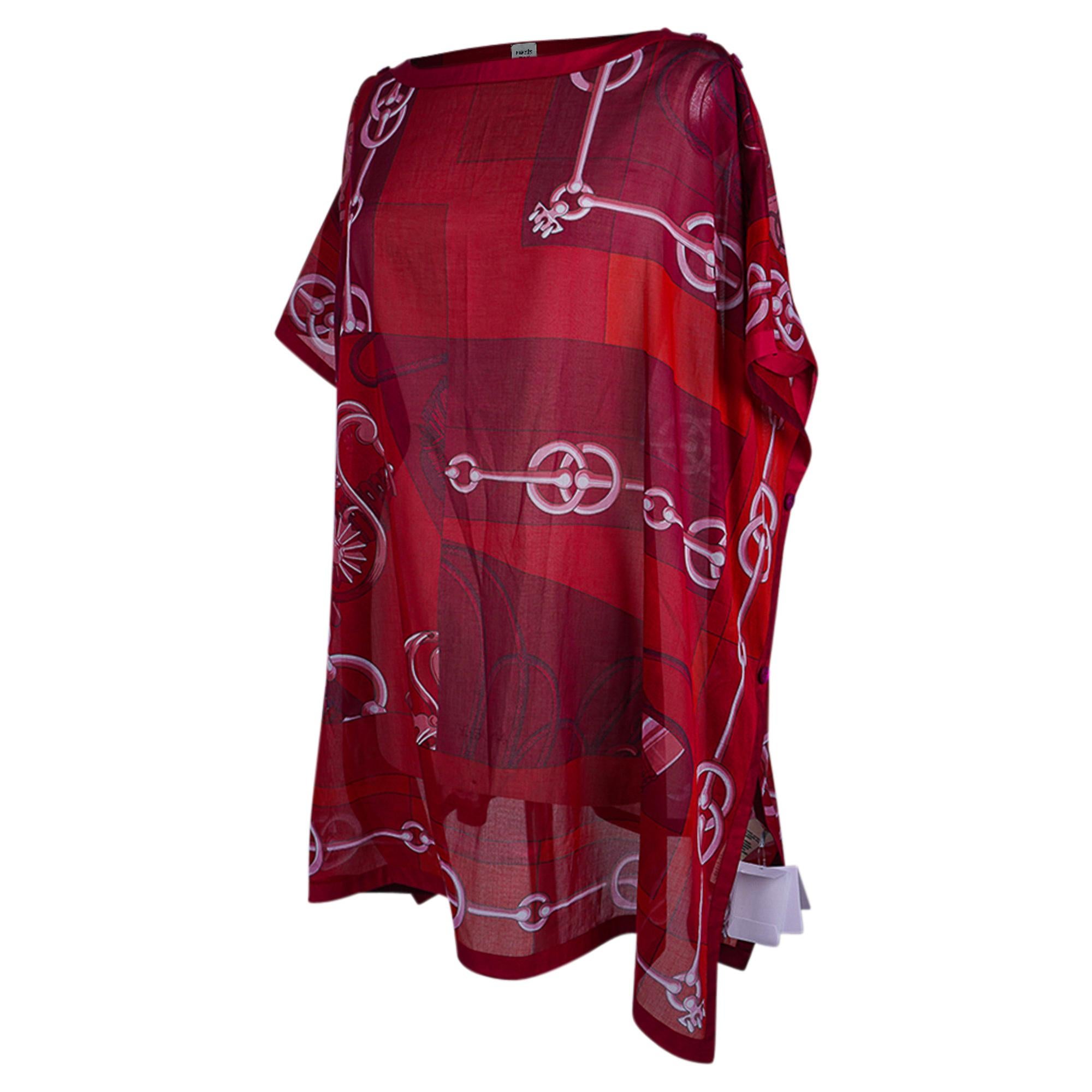 Hermès - Tunique de plage Cliquetis imprimée rose cerise, taille unique Neuf - En vente à Miami, FL