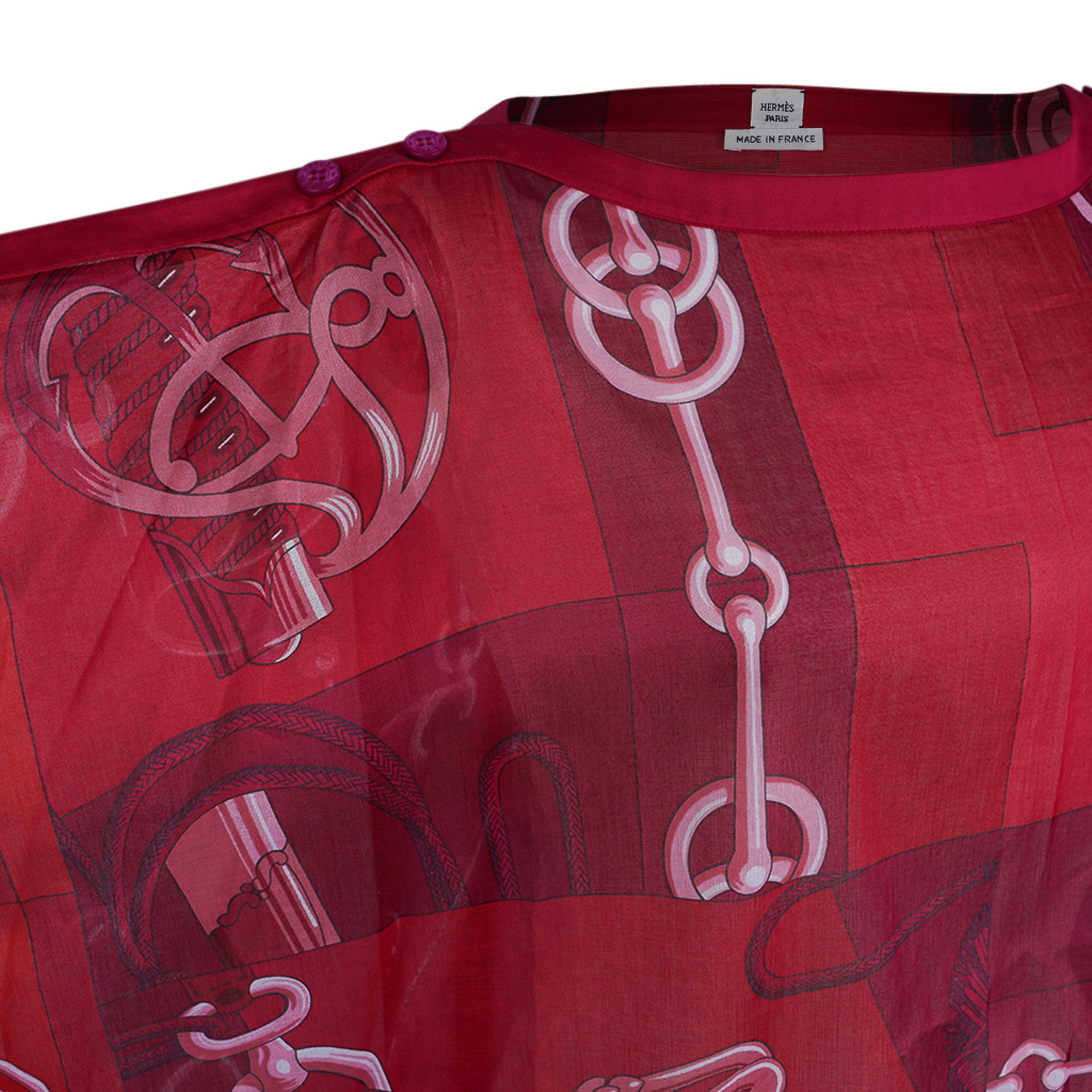 Hermès - Tunique de plage Cliquetis imprimée rose cerise, taille unique en vente 4