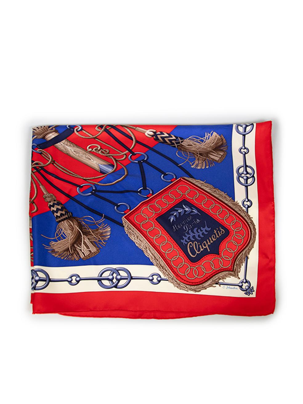 Red Hermès Cliquetis Silk Scarf