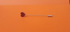 Hermès Clou de Coeur Hat Pin Brooch Burgundy Silver-Tone