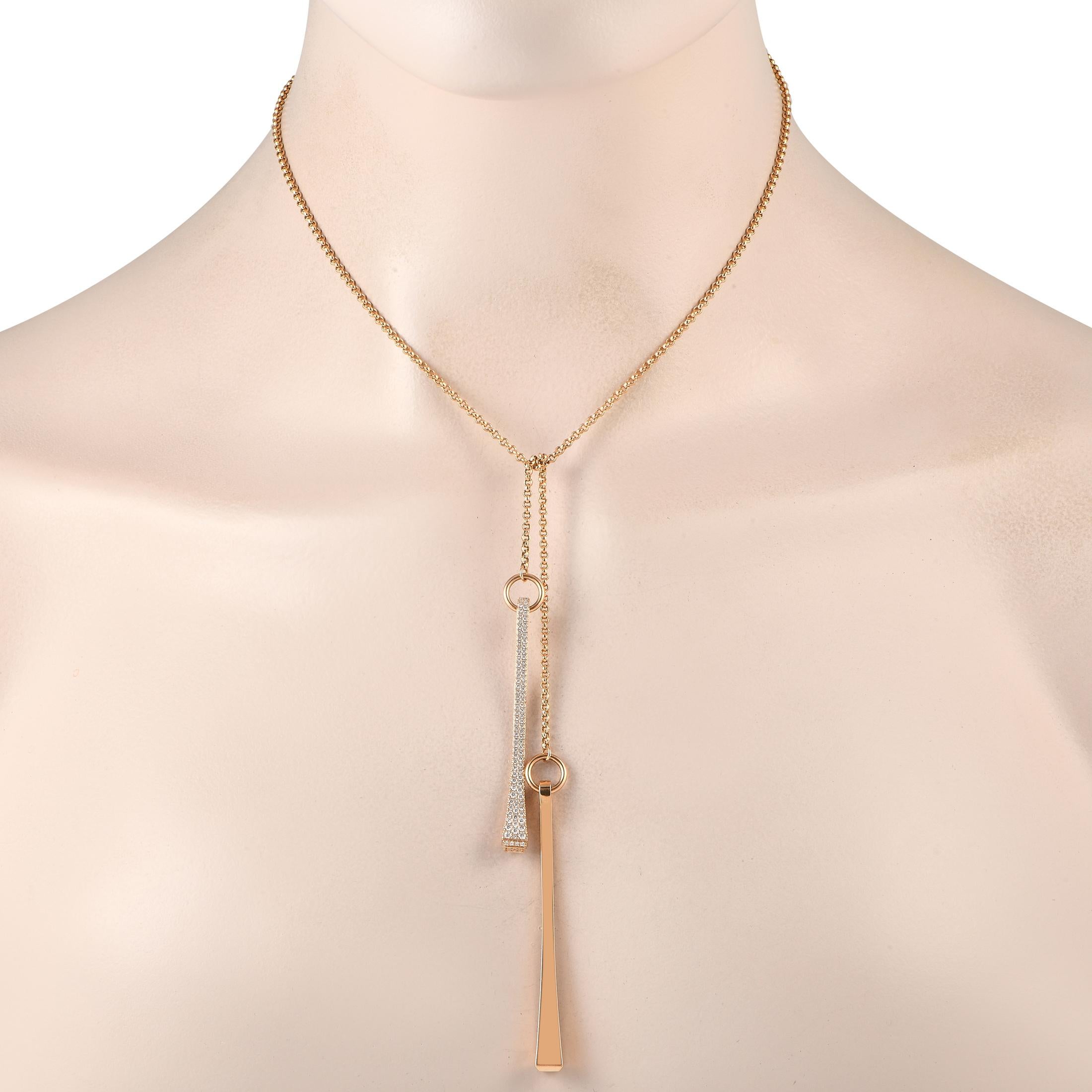 Mit dieser exquisiten Hermes Clou de Forge Lariat-Halskette setzen Sie immer ein Zeichen. Diese 30,5 cm lange Halskette aus 18 Karat Roségold ist mit funkelnden Diamanten von insgesamt 2,10 Karat besetzt und wird in einer Geschenkbox geliefert.
