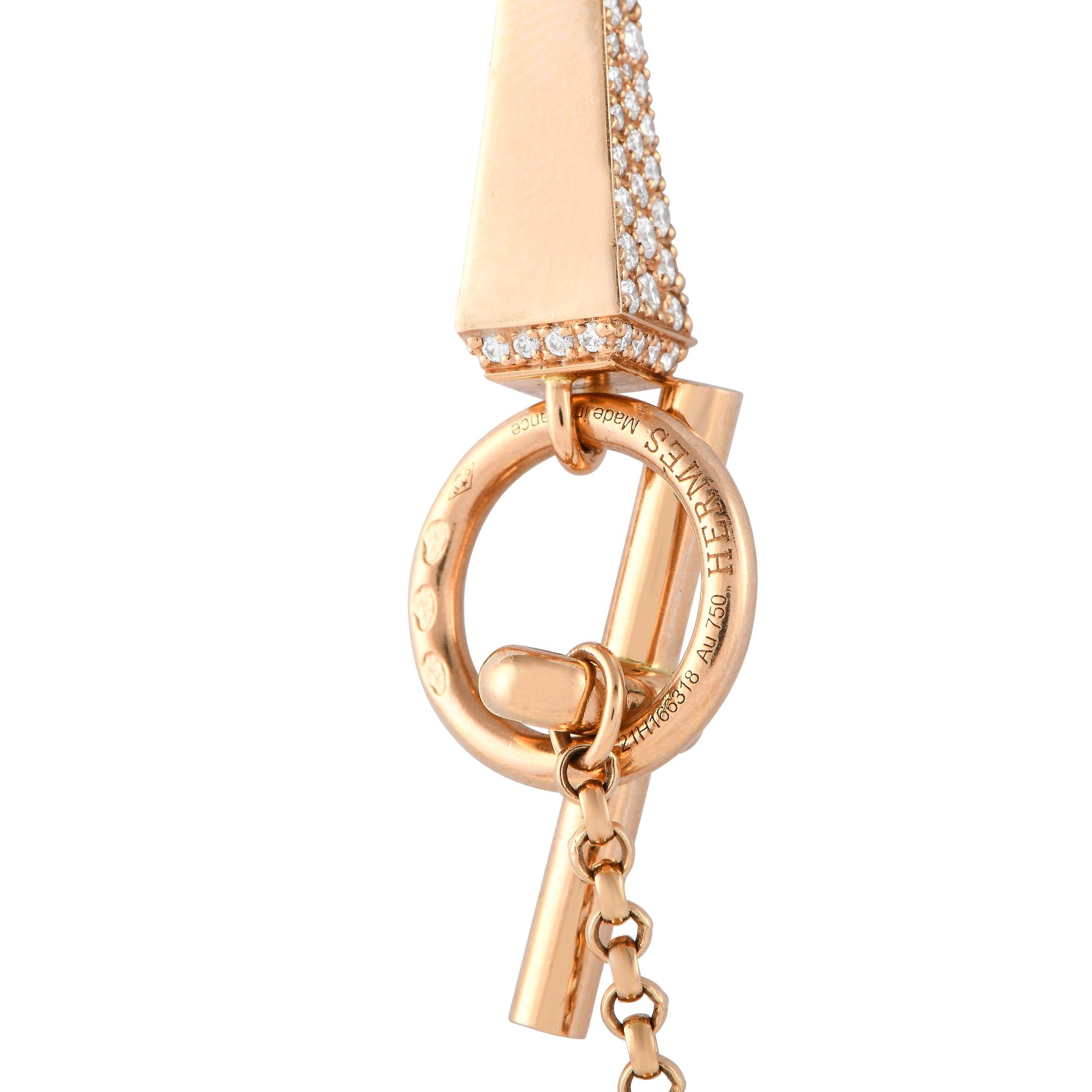 Hermes Clou de Forge 18K Rose Gold 3,25ct Diamant lange Halskette HE18-012424 (Rundschliff)