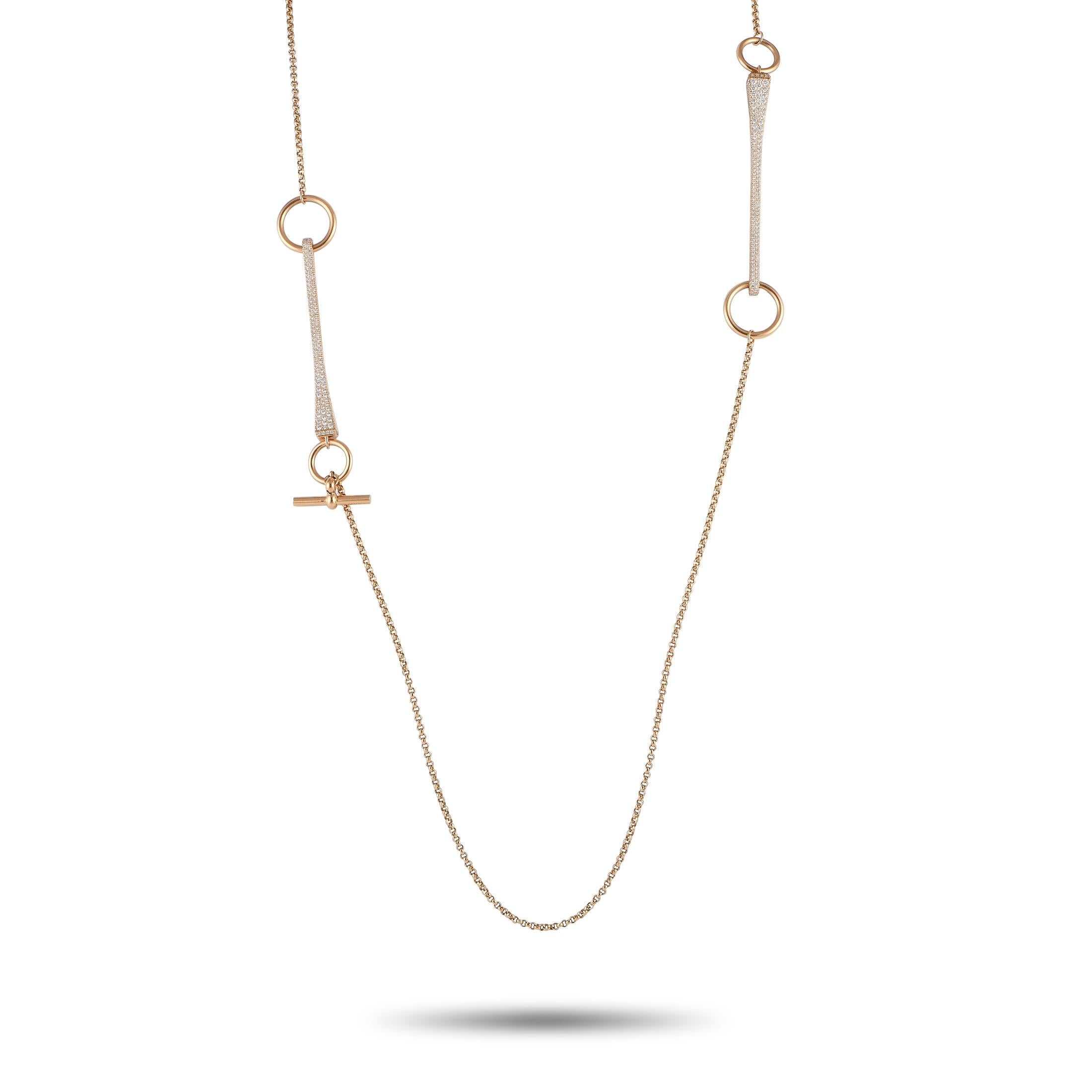 Hermes Clou de Forge 18K Rose Gold 3,25ct Diamant lange Halskette HE18-012424 im Zustand „Neu“ in Southampton, PA