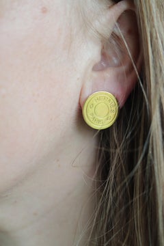 Hermes Clou de Selle Earrings. Genuine Vintage Hermes Round golden Clip on