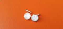 Hermès Clou de Selle Mother-of-Pearl Rose Gold-Effect Metal Cufflinks
