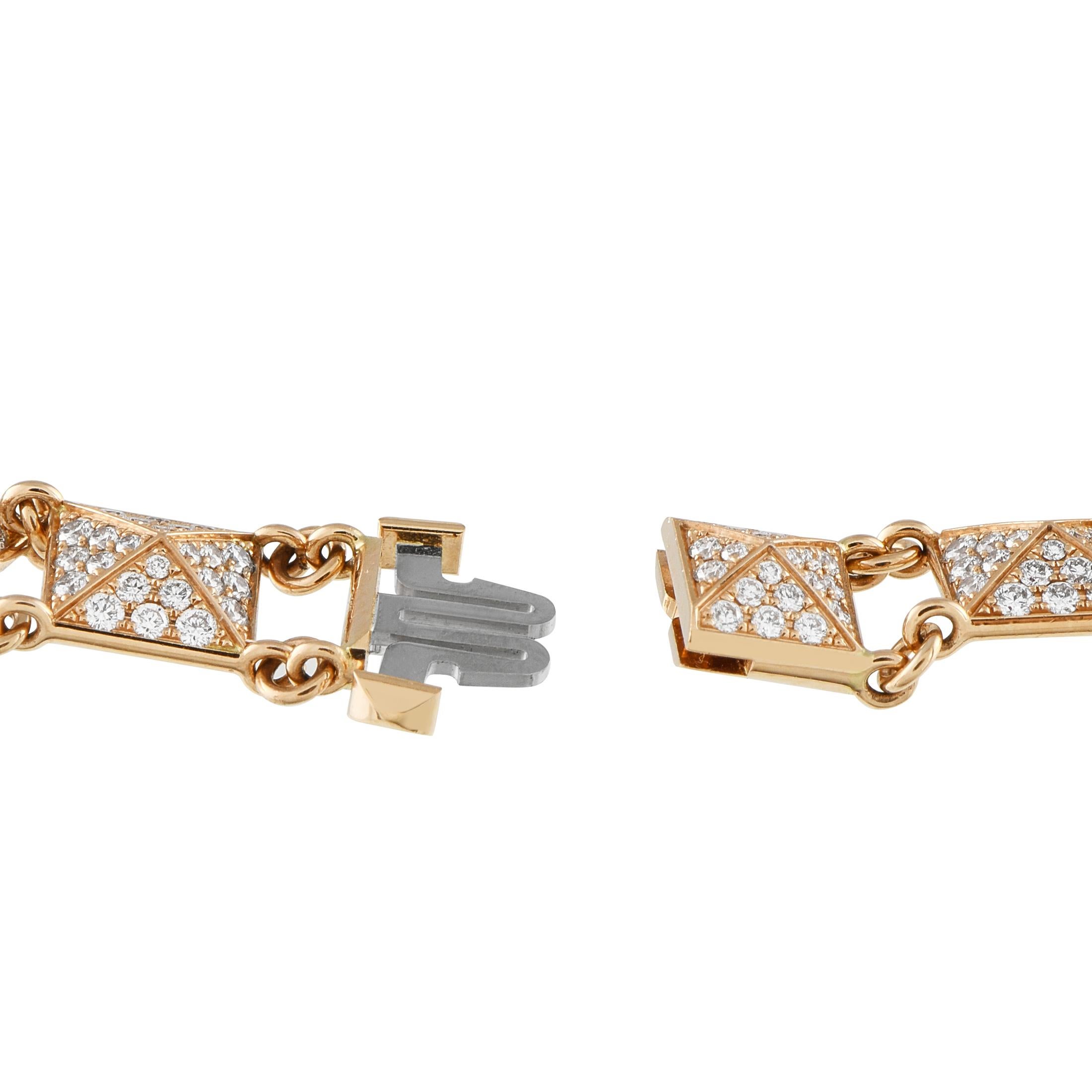 Hermes Clou d'H Pulsera de oro rosa de 18 quilates y 2,46 ct de diamantes Corte redondo en venta