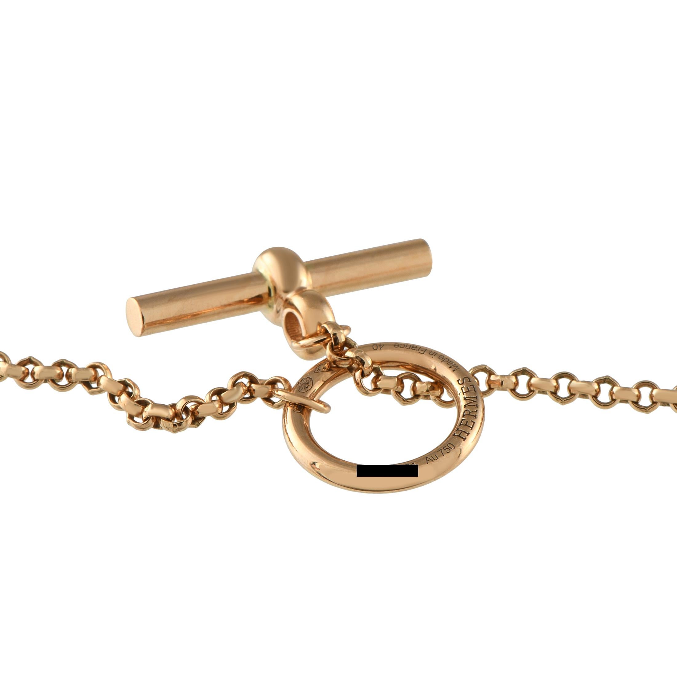 Collar de diamantes Hermes Clou d'H de oro rosa de 18 quilates y 3,44 ct Corte redondo