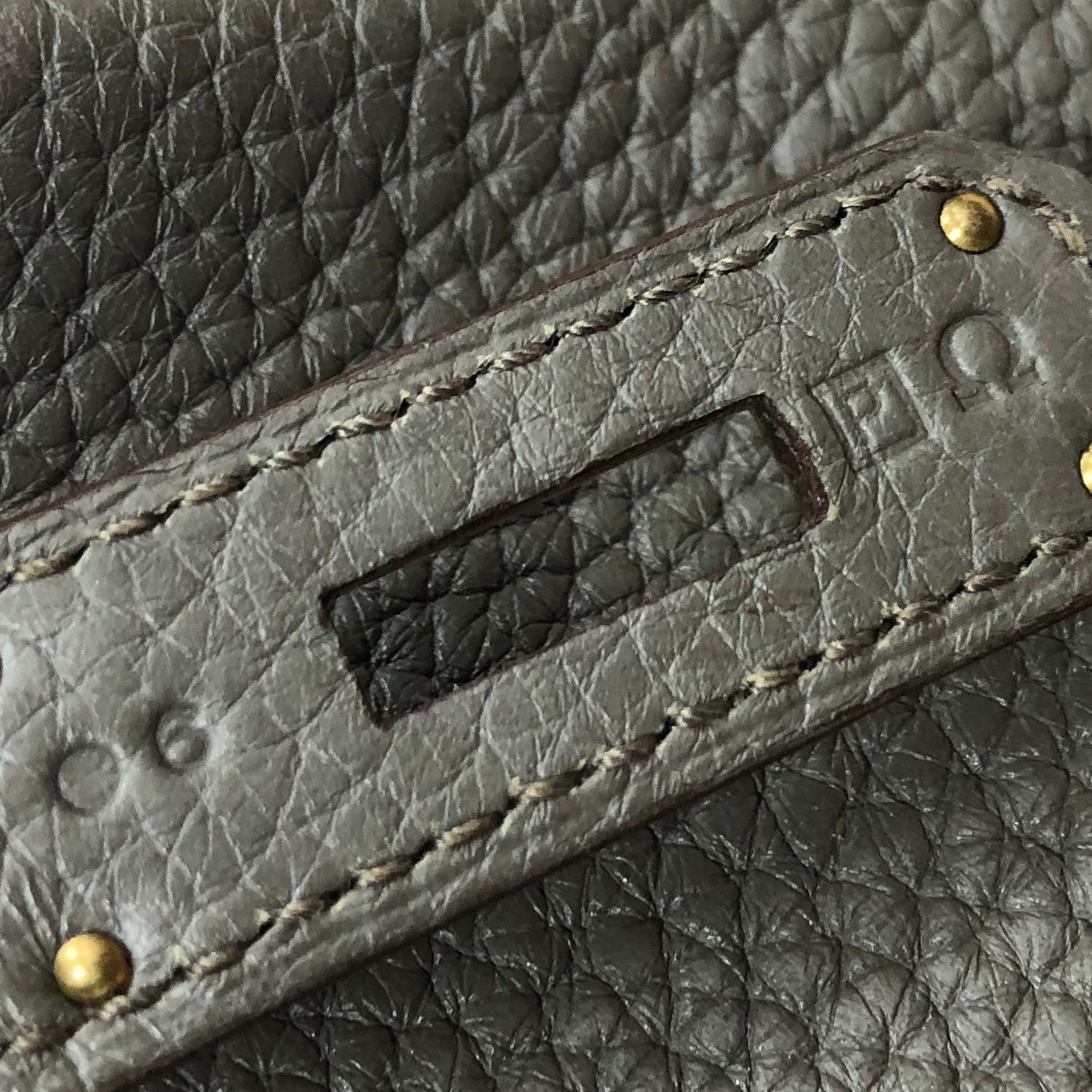 Hermes Club Birkin Handbag Etain Clemence and Lizard with Gold Hardware 35 3