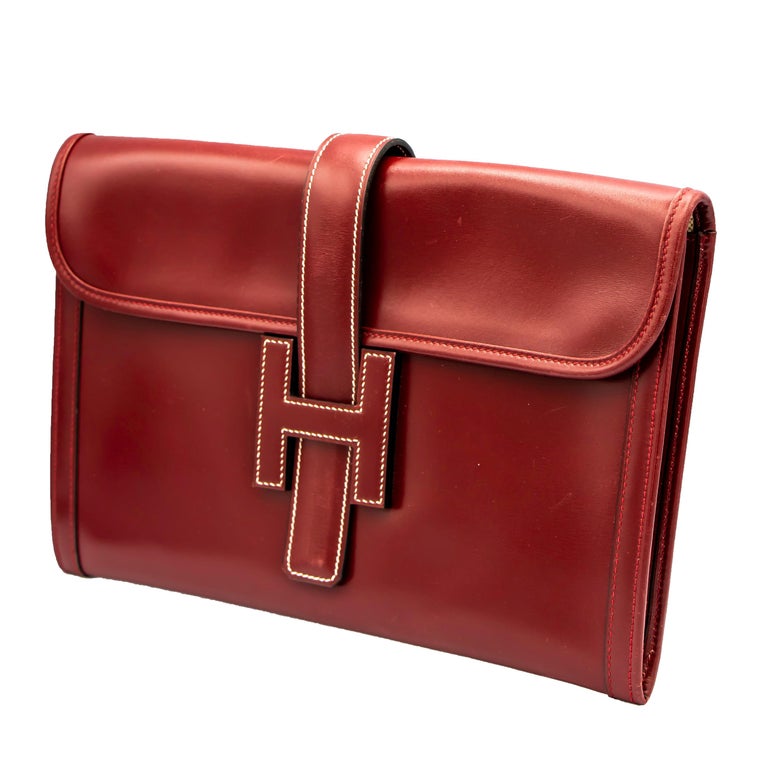Hermes Clutch Burgundy Leather For Sale at 1stDibs | hermes leather clutch
