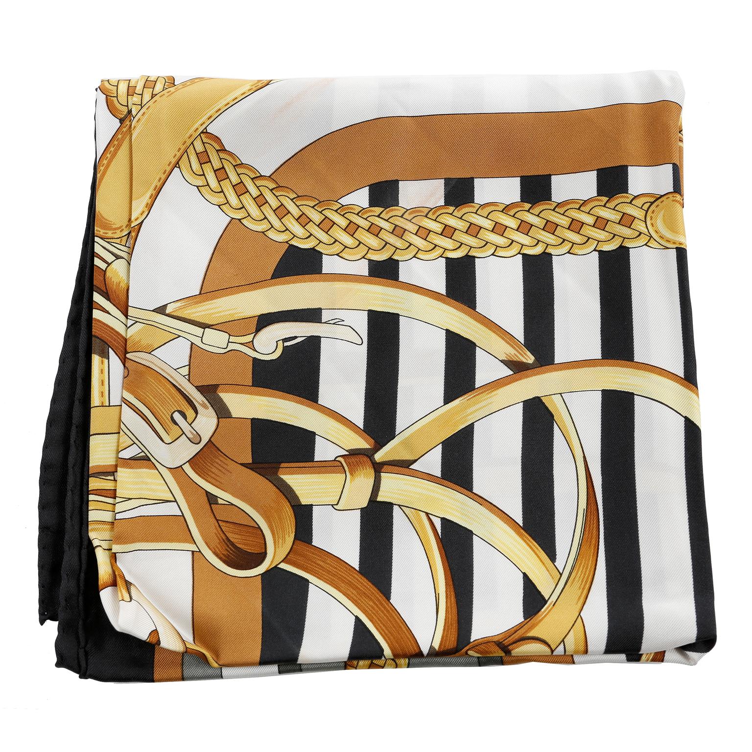 Beige Hermès Coaching 90 cm Silk Scarf