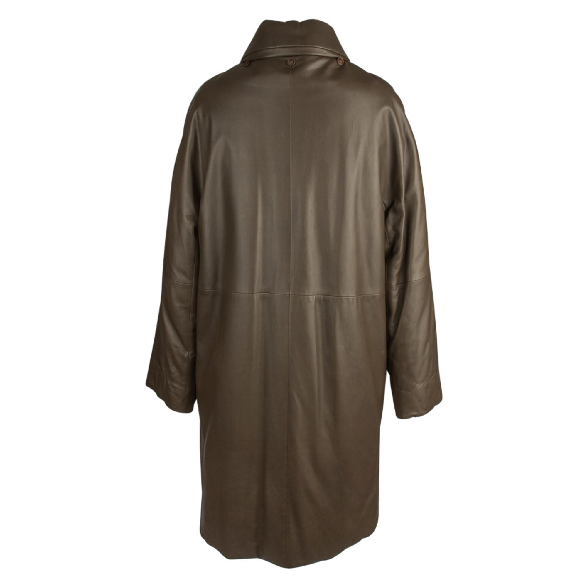 Cappotto Hermes in pelle d'agnello Taupe, elegante, con sottile ovatta e colletto staccabile 38 4
