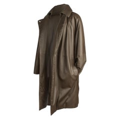 Hermes Coat Lamb Leather Taupe Sleek Subtle Wadding Detachable Collar 38