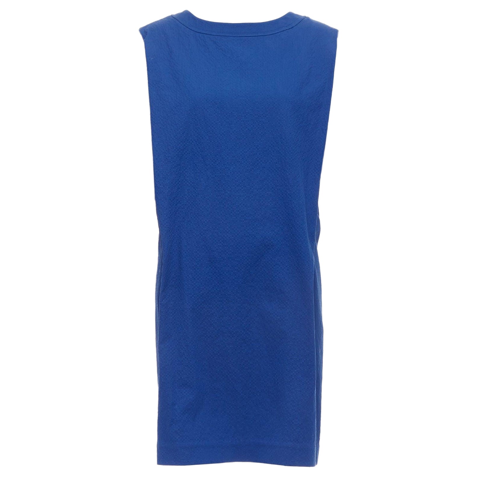 HERMES - Abito a pieghe in misto cotone blu cobalto FR34 XS in vendita