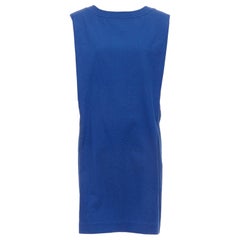 HERMES - Abito a pieghe in misto cotone blu cobalto FR34 XS