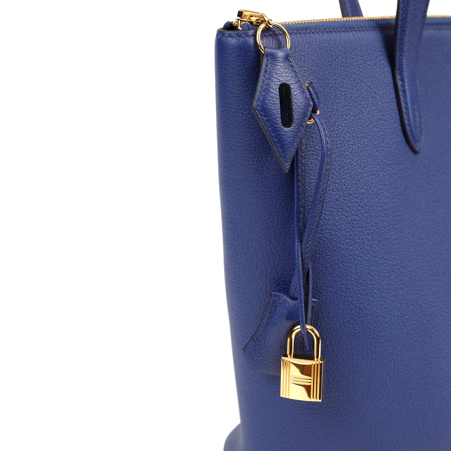 Women's Hermès Cobalt Blue Evergrain Commuter Bag For Sale
