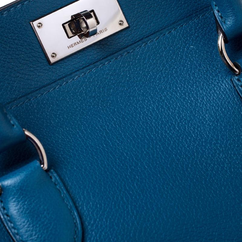 Hermes Cobalt Swift Leather Palladium Hardware Toolbox 20 Bag 2