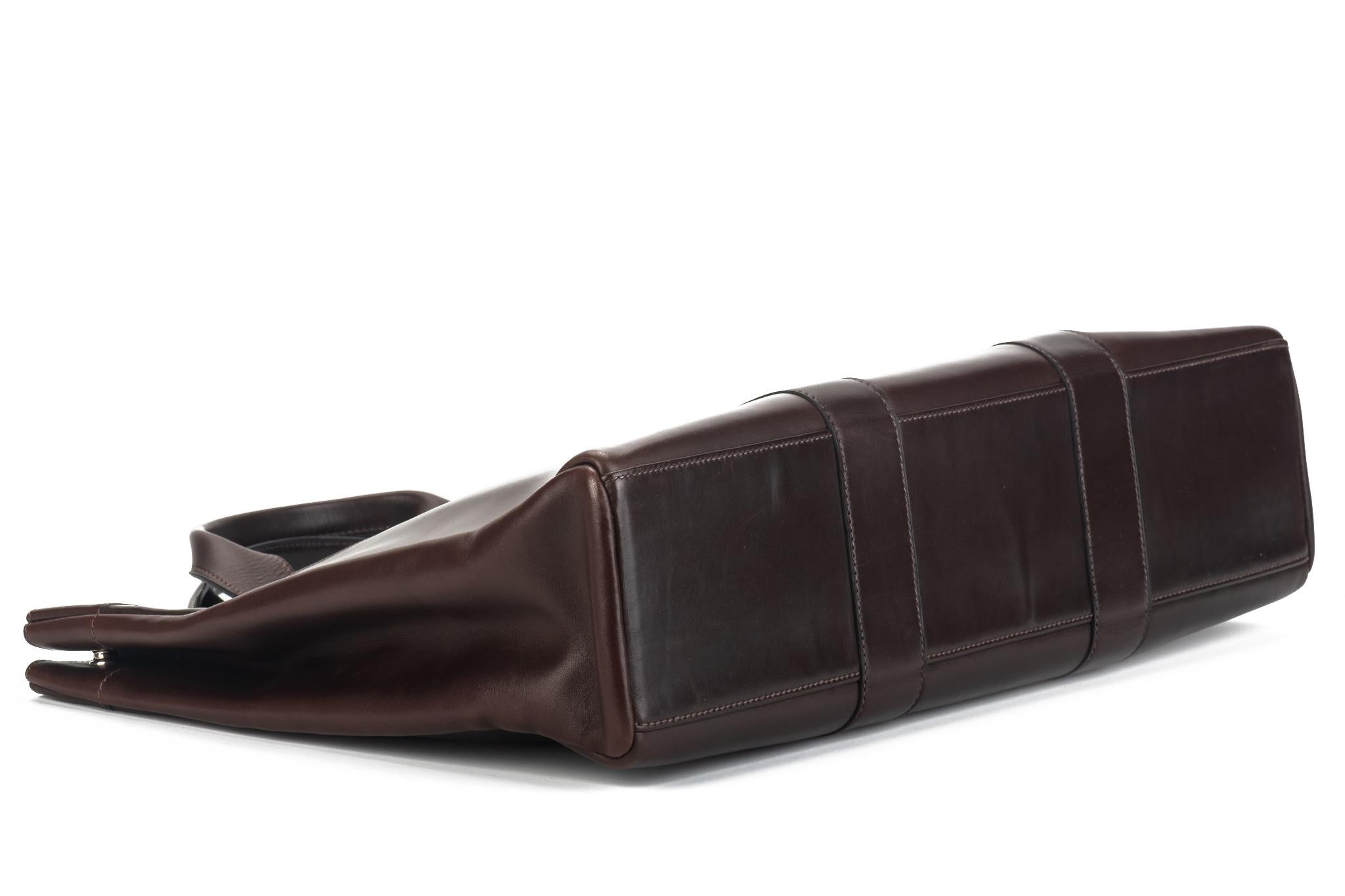Hermes Cocoa Brown Leather Handbag For Sale 5