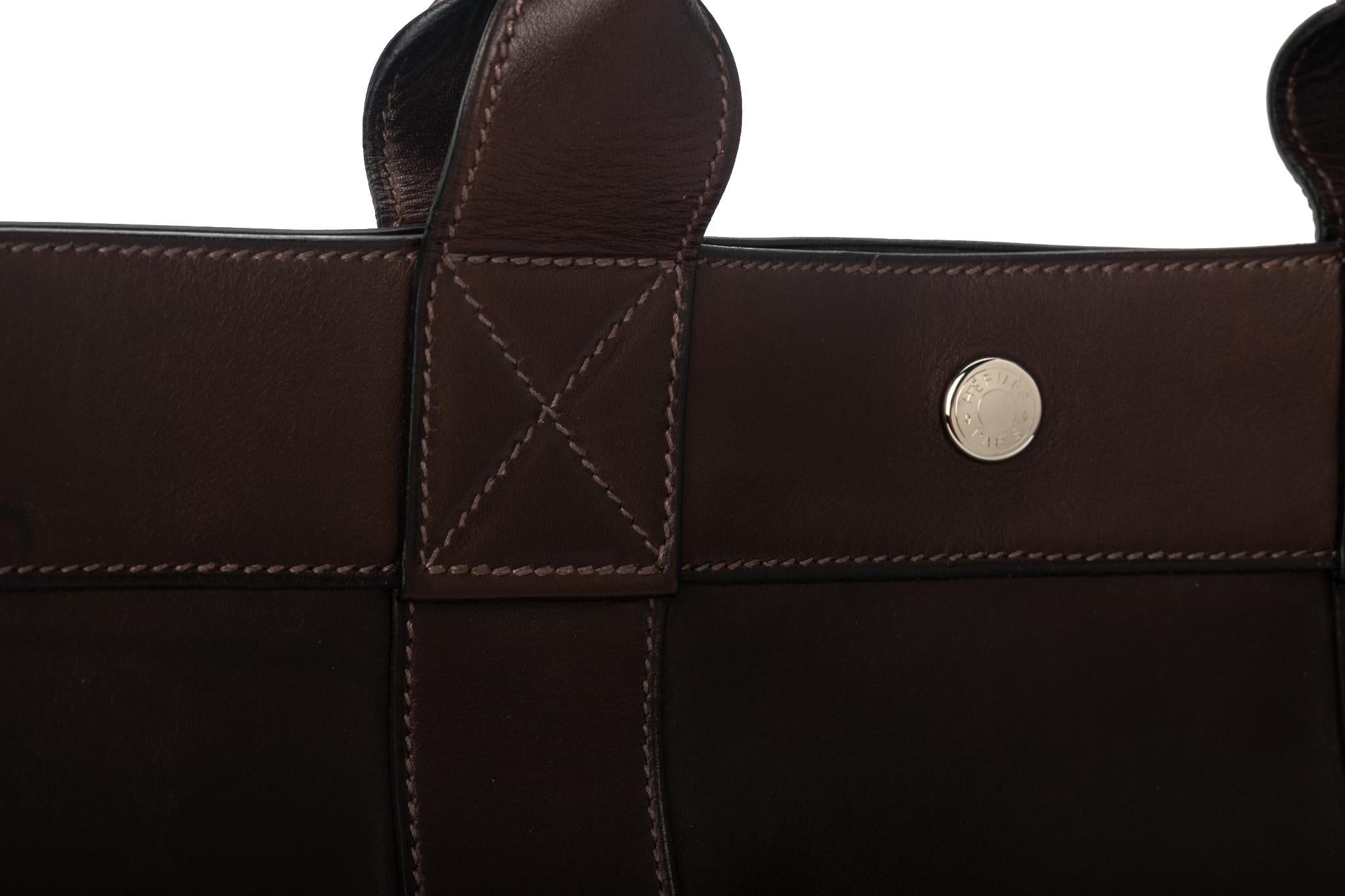 Hermes Cocoa Brown Leather Handbag For Sale 7