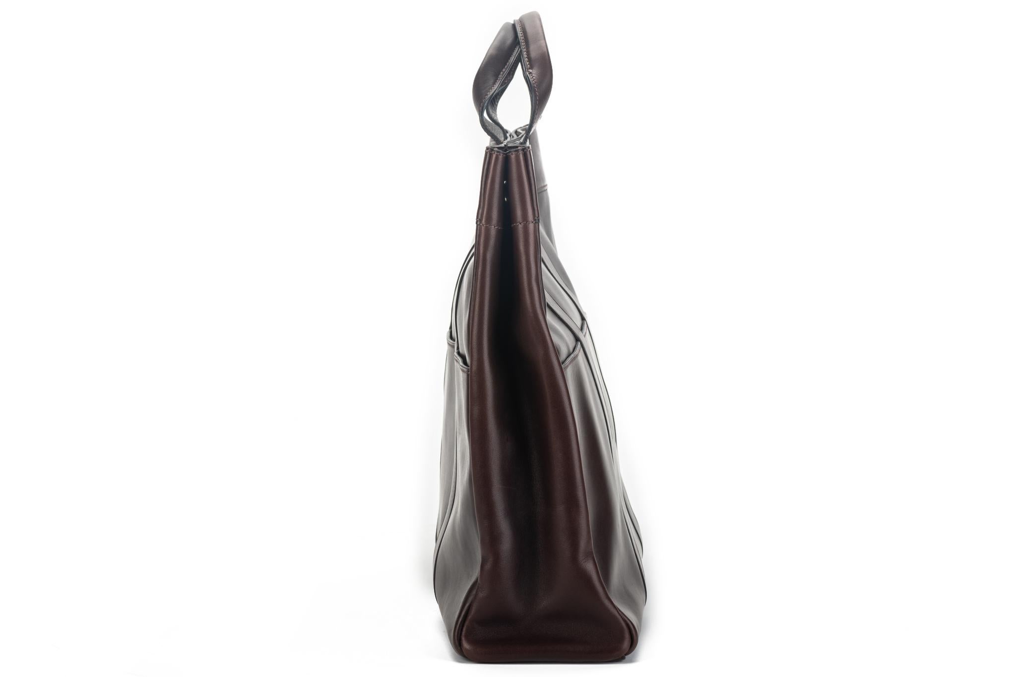 Black Hermes Cocoa Brown Leather Handbag For Sale