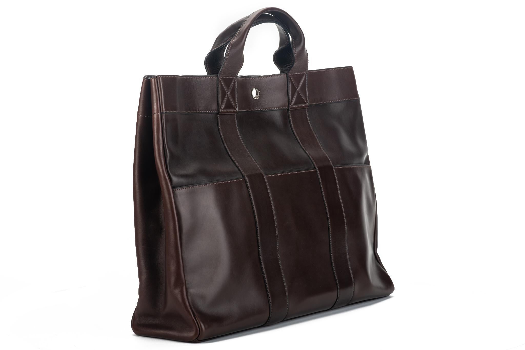 Hermes Cocoa Brown Leather Handbag In Good Condition For Sale In West Hollywood, CA