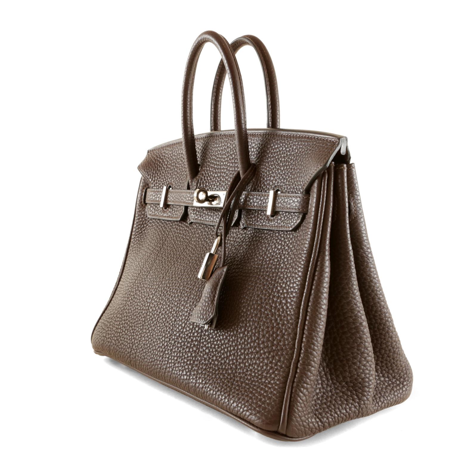 Hermès Cocoan Brown Togo 25 cm Birkin Bag In Excellent Condition In Palm Beach, FL
