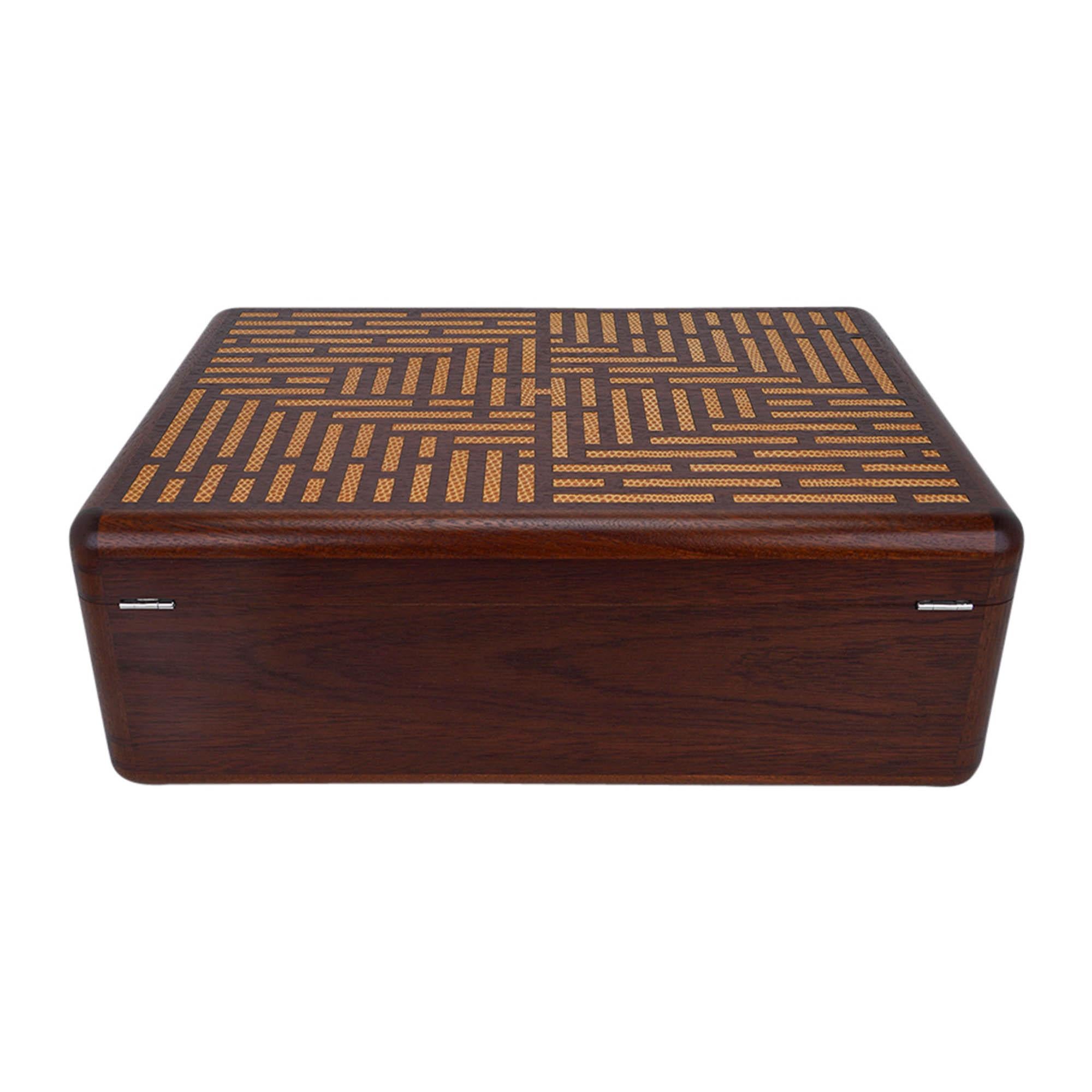 Hermes Coffret a Cigares Humidor Limited Edition Sycamore Wood Sesame Lizard For Sale 14