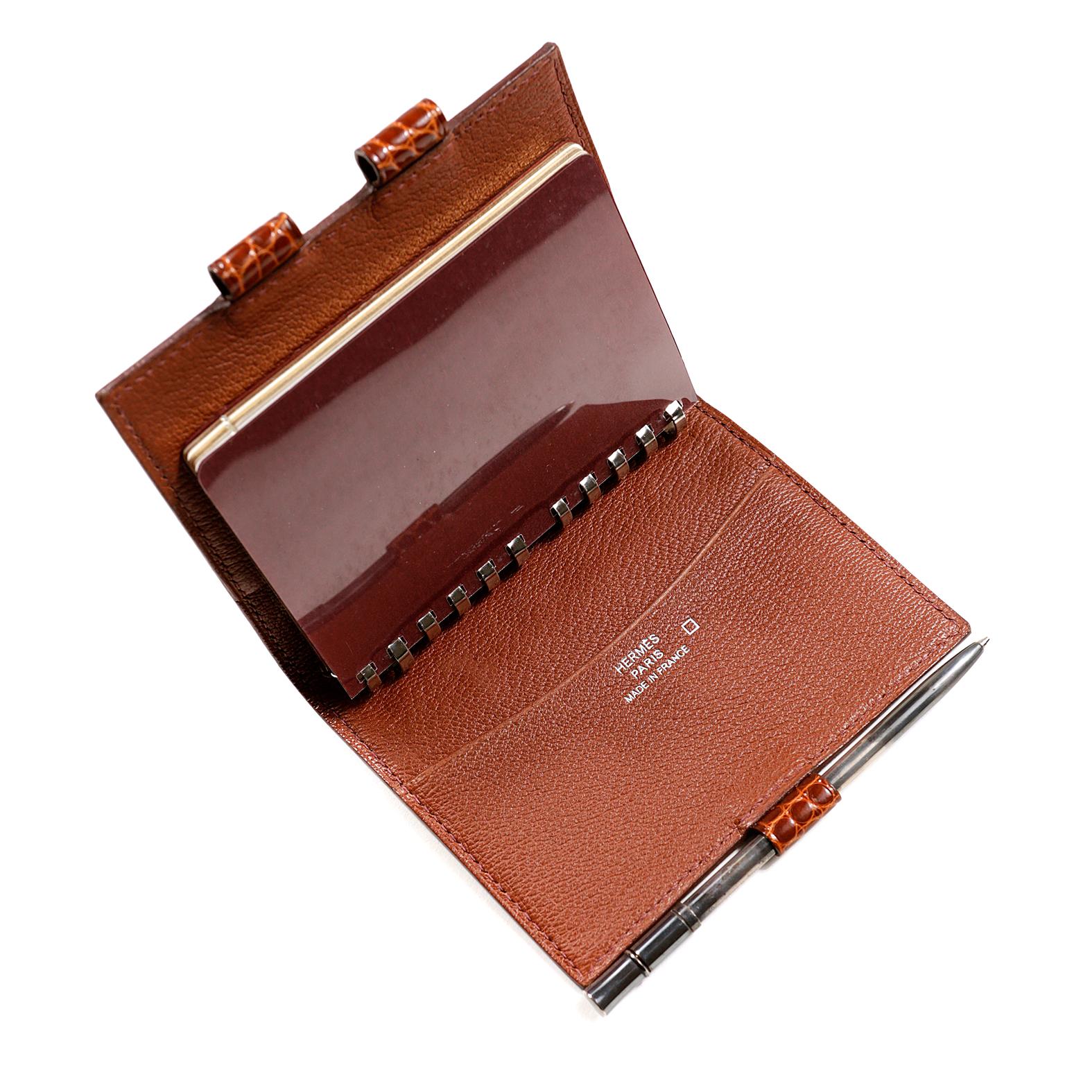 Women's or Men's  Hermès Classic Gold Alligator Day Planner For Sale