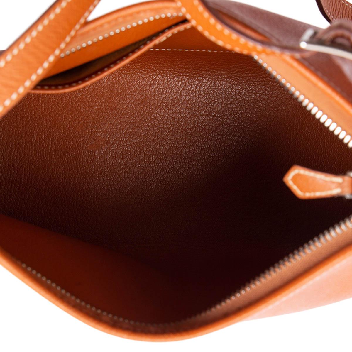 HERMES cognac brown Courchevel leather BERLINGOT 23 Shoulder Bag 1