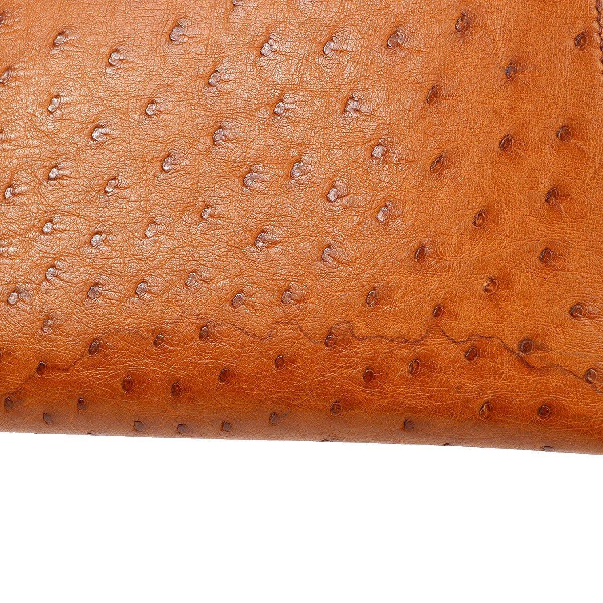 Arancia HERMES Cognac Brown Dalvy Struzzo Esotico Oro Top Handle Satchel Tote Bag in vendita