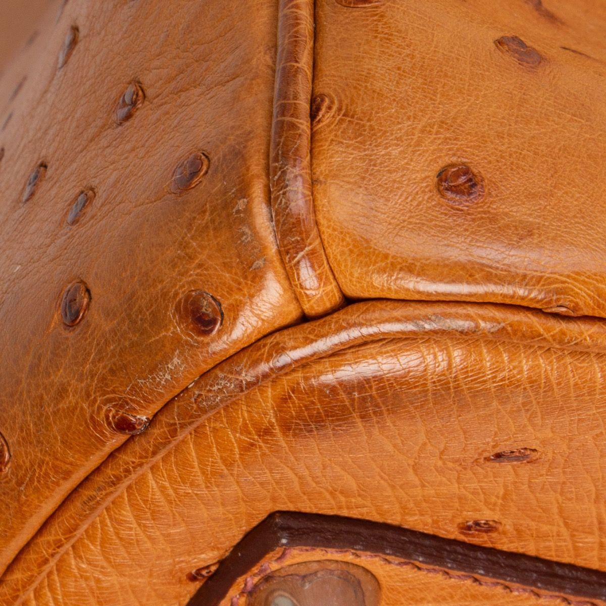 HERMES Cognac brown OSTRICH leather BIRKIN 35 Bag 3
