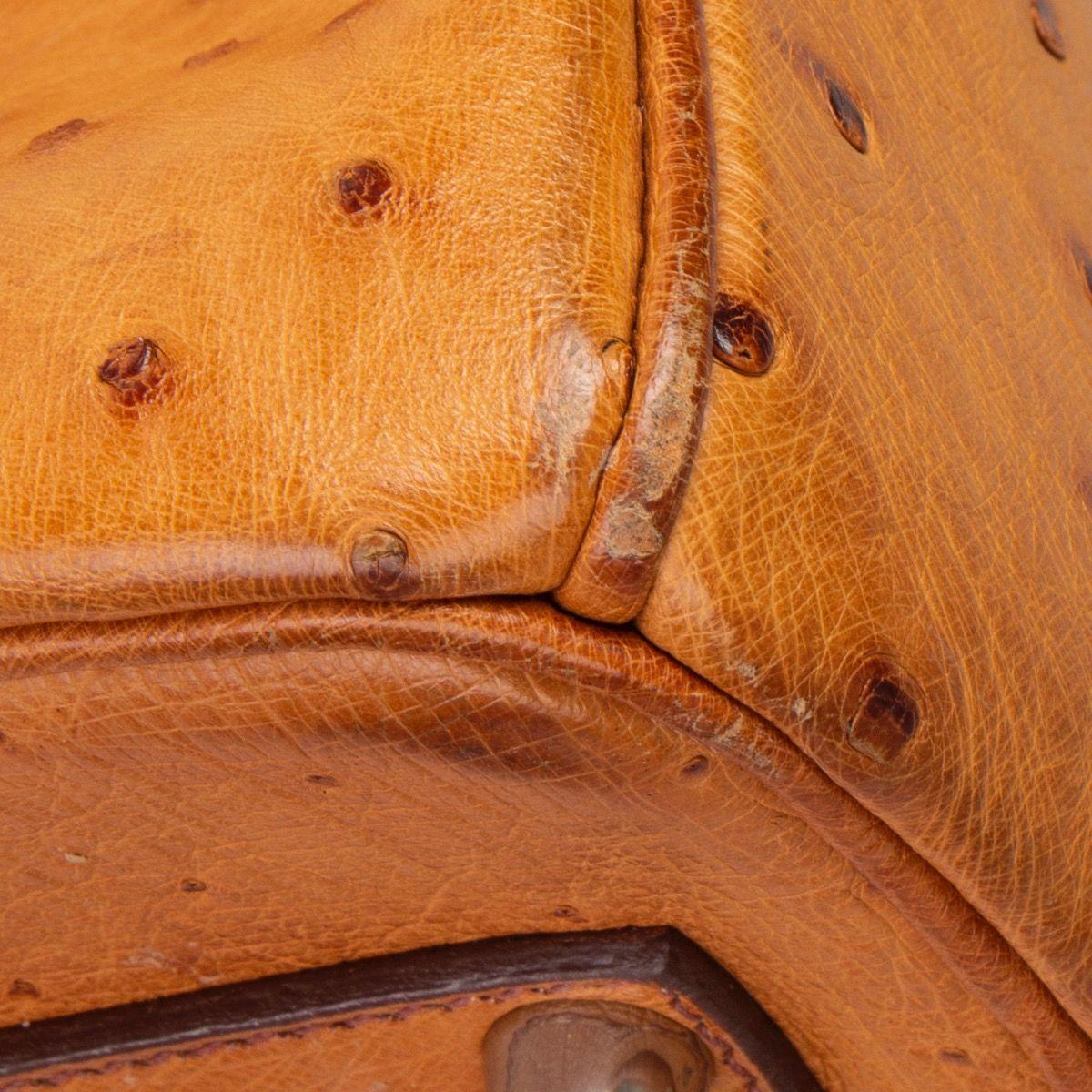 HERMES Cognac brown OSTRICH leather BIRKIN 35 Bag 4