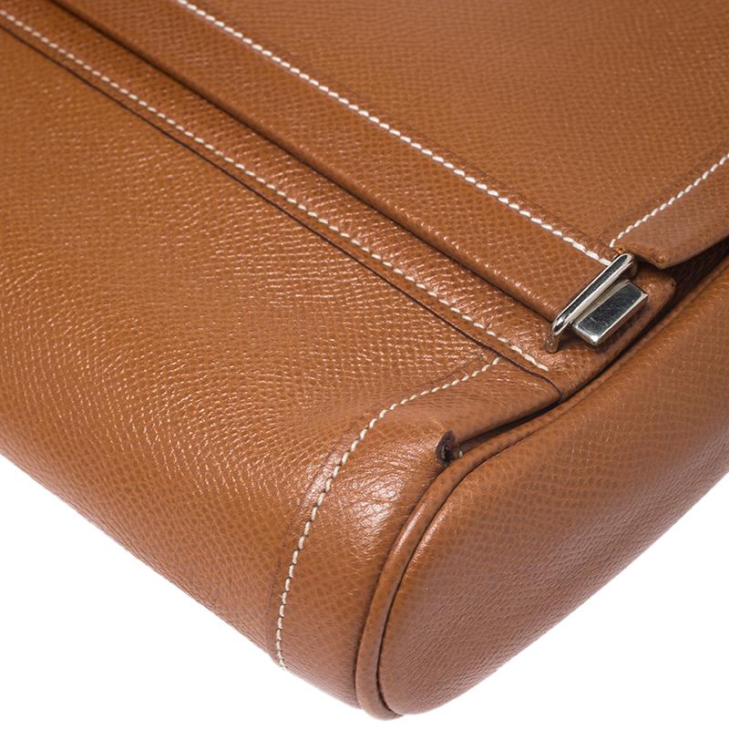 Women's Hermes Cognac Courchevel Leather Toiletry Case