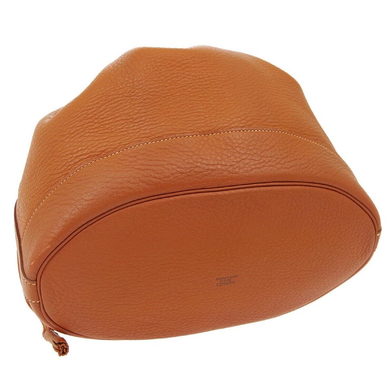 Hermes Cognac Leather Bucket Gold Drawstring Carryall Shoulder Bag at ...