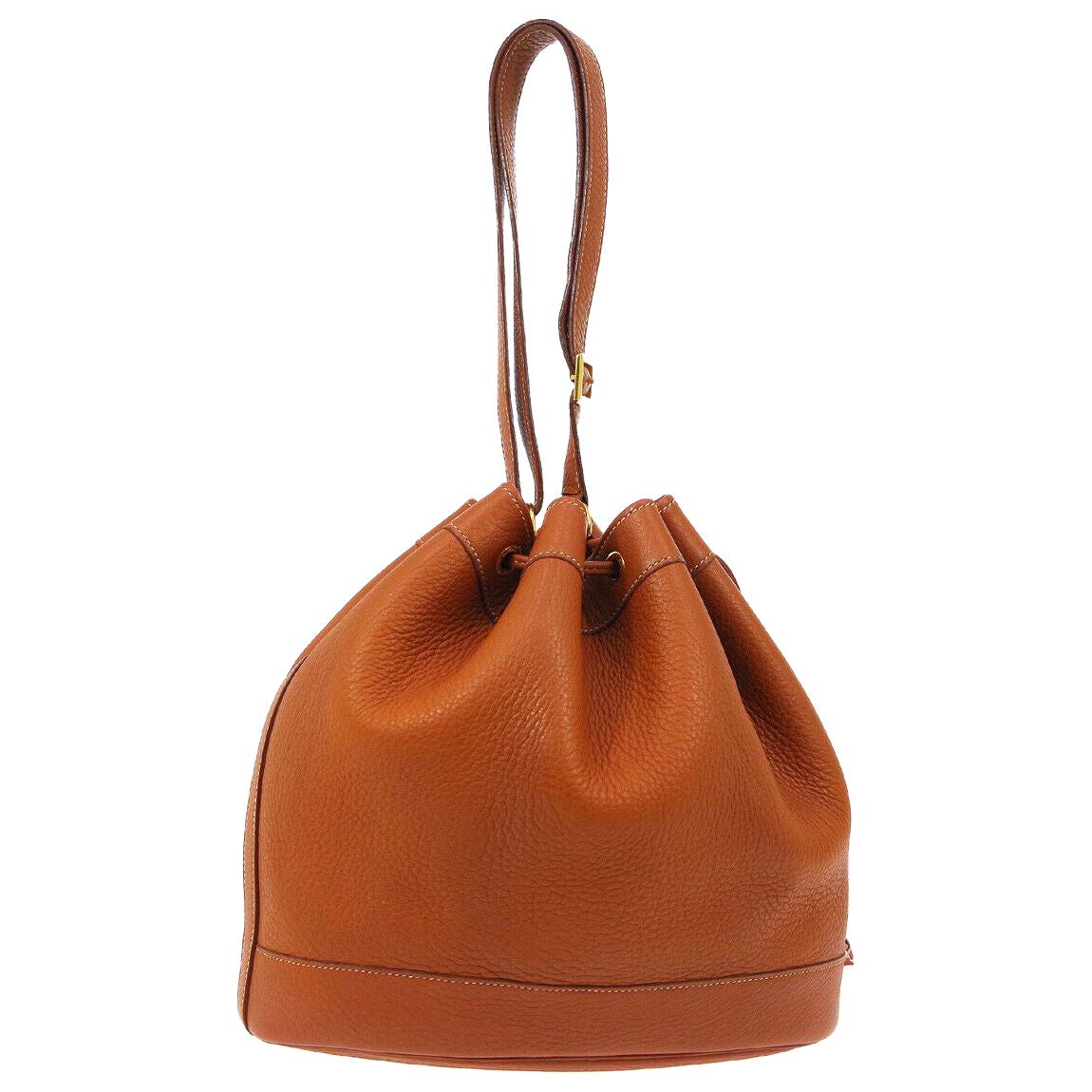 Hermes Cognac Leather Bucket Gold Drawstring Carryall Shoulder Bag