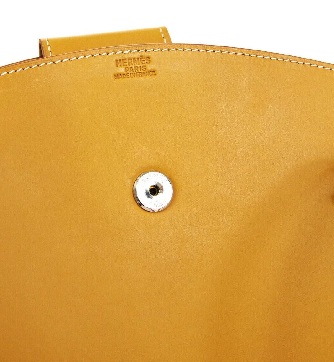Hermes Cognac Leather Clock Top Handle Satchel Shoulder Tote Carryall Bag 2