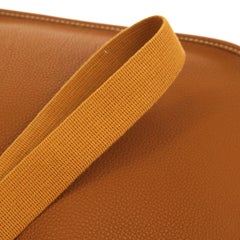 Hermes Cognac Leather Gold Canvas Carryall Vespa Shoulder Crossbody Bag in Box