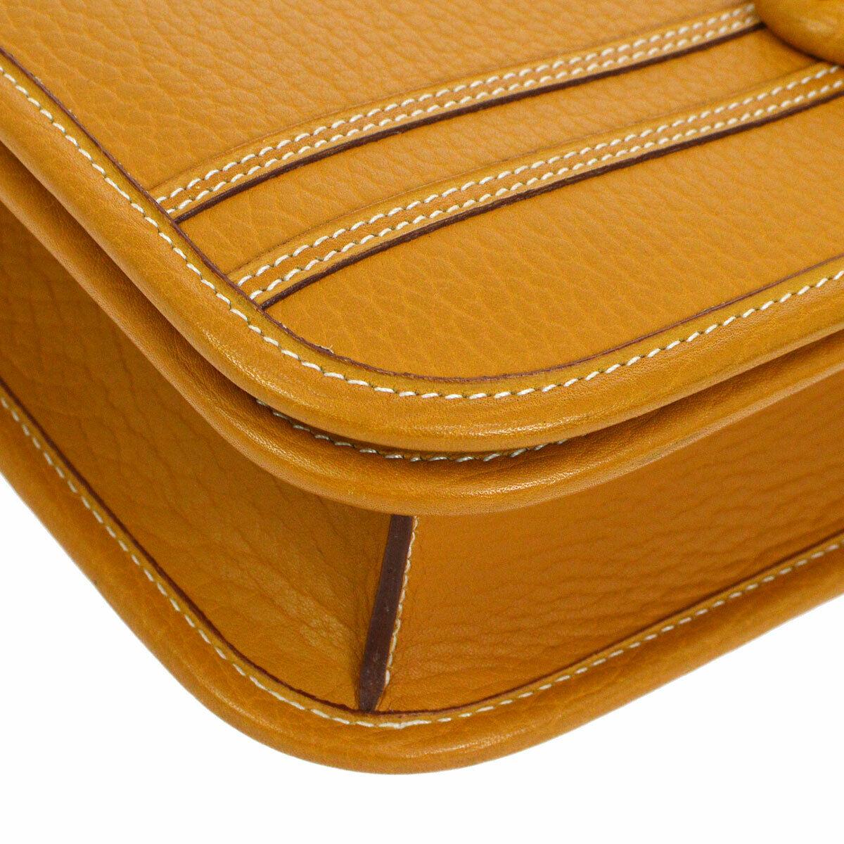 Women's Hermes Cognac Leather Gold Crossbody Carryall Shoulder Flap Bag