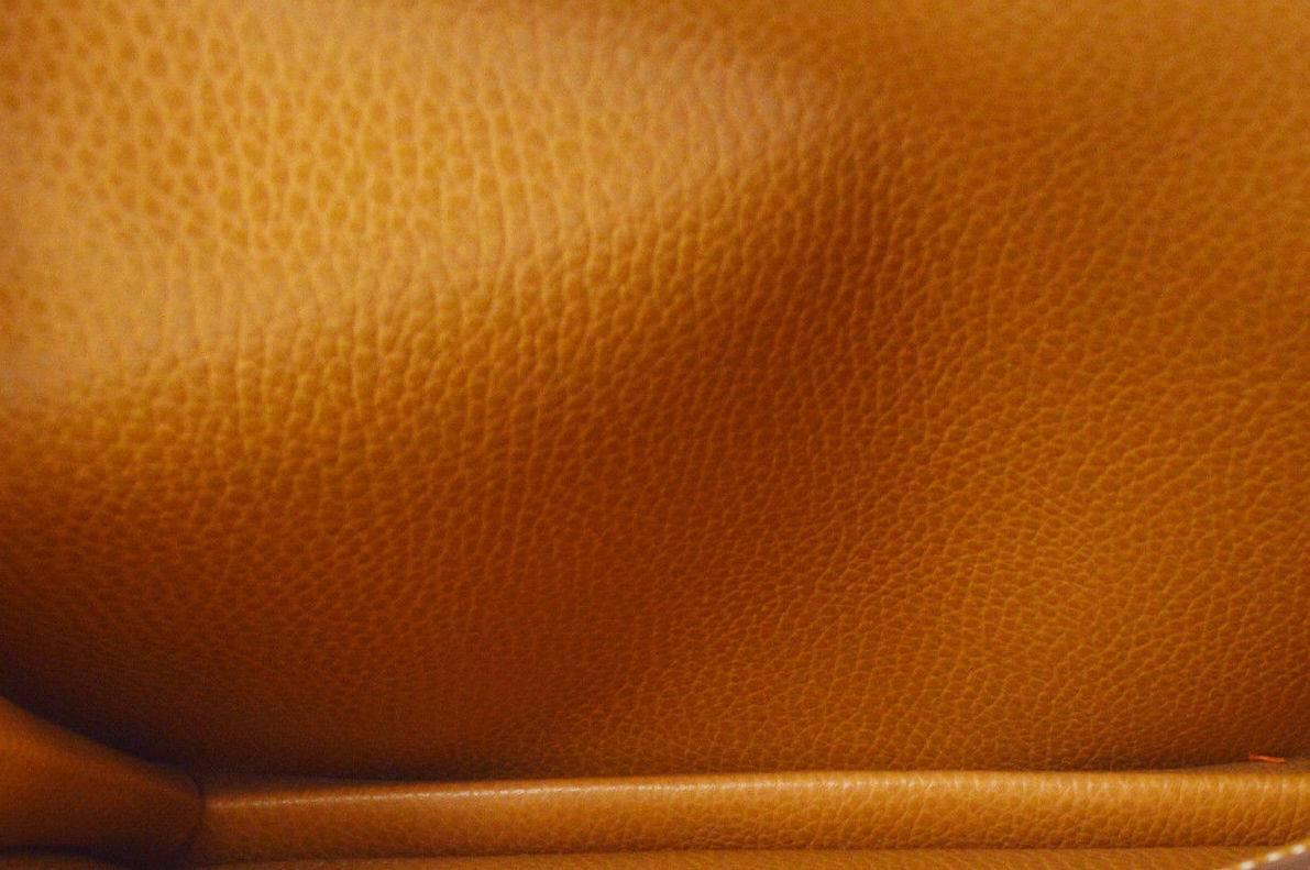 Hermes Cognac Leather Gold Envelope Evening Flap Wristlet Clutch Bag  2