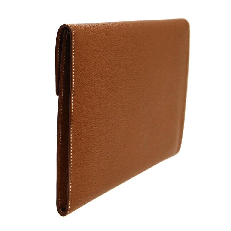 Hermes Cognac Leather Gold Hardware Envelope Men's Evening Clutch Bag ...